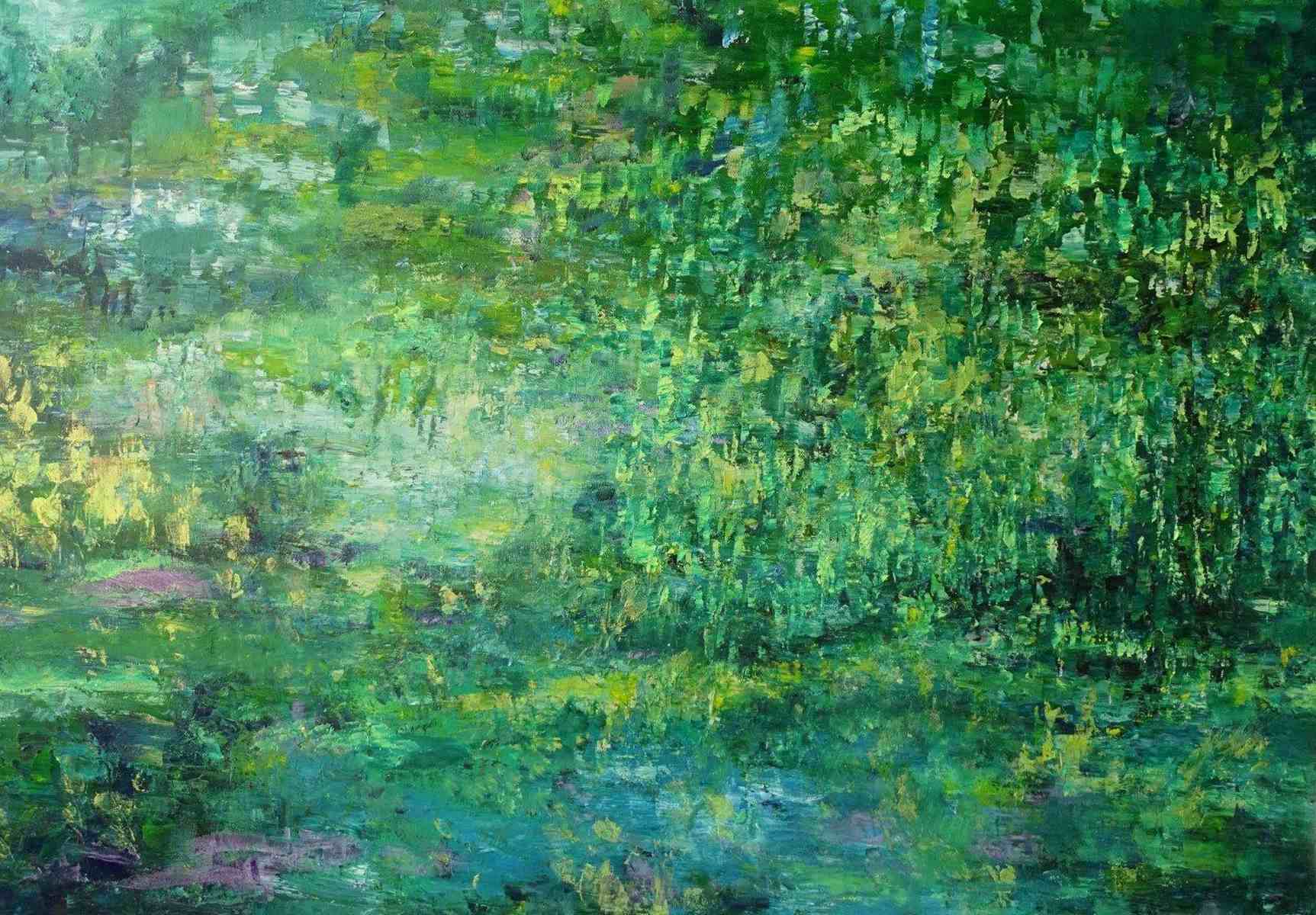 Tableau de la série peintures à l'huile : les Paysages, titre "Promenade au Parc", oeuvre disponible de Corinne Foucouin
