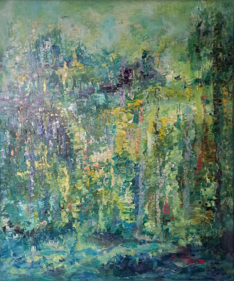 peinture à l'huile de Corinne Foucouin, de la série les arbres, qui se nomme Lianes 2.