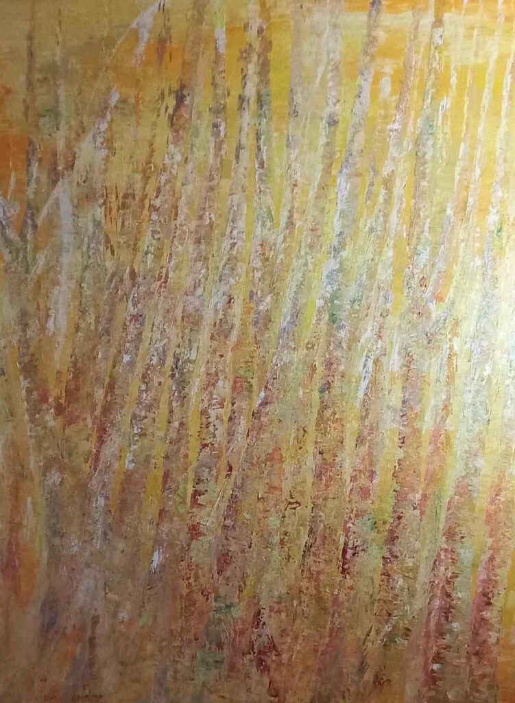 Un tableau de la série les arbres, qui s'appelle "Light 2" du peintre Corinne Foucouin.