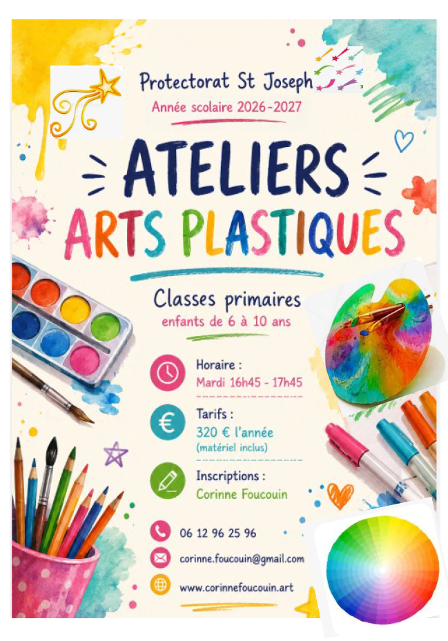 ateliers d'arts plastiques pour les élèves de l'Ecole st Joseph