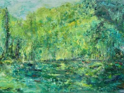 Féerie, peinture à l'huile de Corinne Foucouin, un tableau qui partie de la série Paysages, oeuvre disponible.
